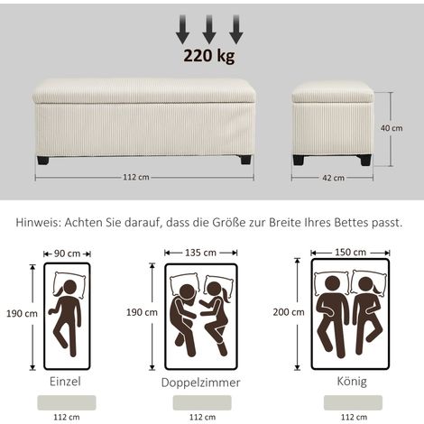 Aufbewahrungsbank 112 x 42 x 40 cm aus Polyester Beige mit Stahlfüßen HAVRYA (1/4)