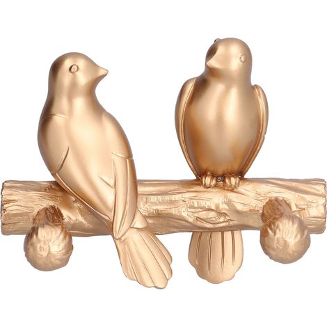 3D-Vogel-Wandgarderobenhaken-Set, kreative Wanddekoration ohne Bohren, Gold, für Eingangsbereich/Flur (NX0181B2) (1/5)