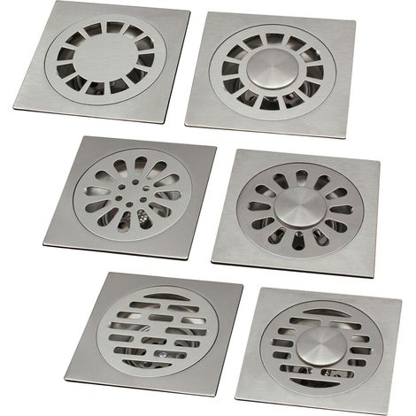 100 x 100 mm Edelstahl Bodenablauf Duschablauf Geruchsverschluss Schlauchanschluss C mit (1/2)