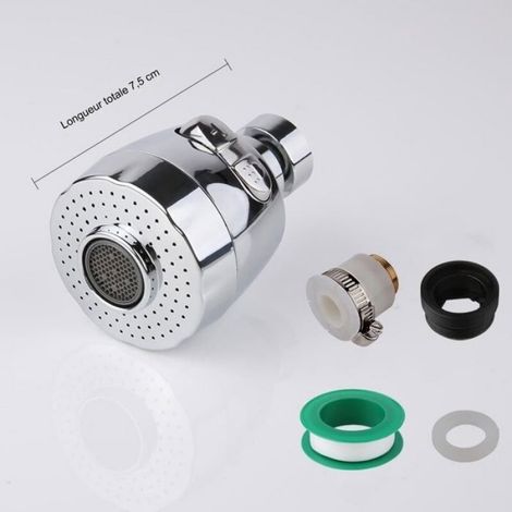 Aérateur De Robinet - 60 Degrés Pivotant - 2 Modes Réglable - Pour Robinets Ronds 18 À 24 Mm - 1 Pièce (1/5)