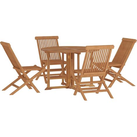 Maison Exclusive - 5-tlg. Garten-Essgruppe Klappbar Massivholz Te