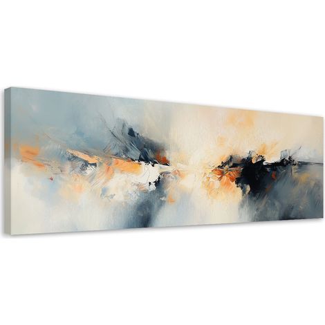Tableau déco Composition abstraite Beige Or Gris 90x30 (1/5)