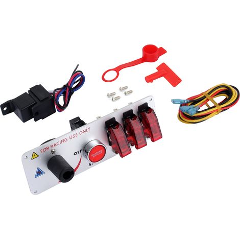 GARRYFIZH Panneau d'interrupteurs à bascule Led anti-décoloration, interrupteur d'allumage rabattable pour voitures de course professionnelles, bricolage de véhicules