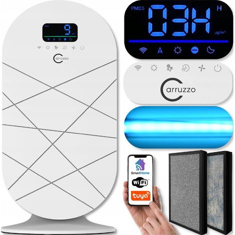 Großer, leistungsstarker, leiser und intelligenter Luftreiniger mit WLAN, HEPA-Filter und UV-Ionisation