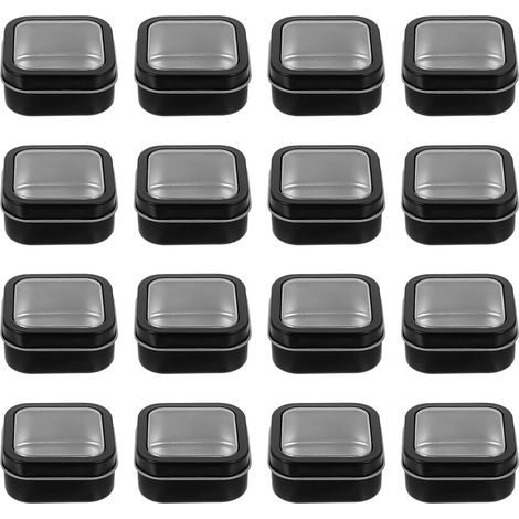 Lot de 16 Boîtes à Bougies Carrées en Fer 58x58x25 Mm avec Fenêtre Transparente et Couvercle, Boîtes de Rangement Polyvalentes pour Bougies, Bijoux et Petits Objets, Organisateur