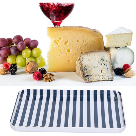 Plateau à Fruits Bleu et Blanc Rayures Mélamine Écologique Résistant aux Taches pour Restaurant (1/5)