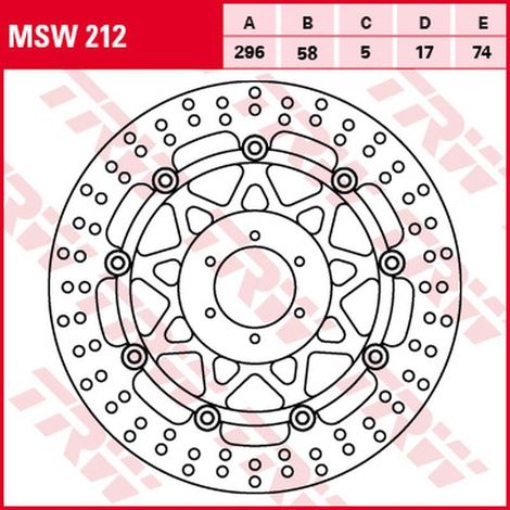 TRW ZF Vorderradbremsscheibe für Honda RS 125R '91-'94, CB 250F Hornet '96-'01, RS 250R '90-'97, TSR 250 '99-, CB 400N '82-'85, CBR 400R/RR '86-'87, CBR 600F '95-'98, VFR 750, CBR 900RR '94-'97, VTR 1