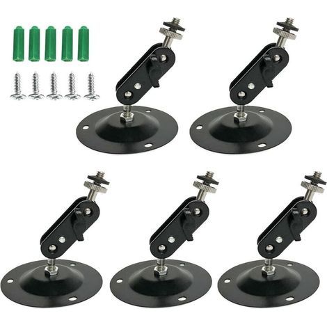 5Pcs Caméra Montage Supports Muraux Caméra Support Plafond Camera Sécurité Murale Fixation Réglable Intérieur/Extérieur pour Le Bâti de Supports de Plafond Mural (1/4)