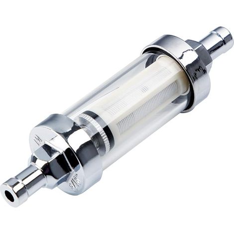 Filtre à Essence Universel 5/16 inch,Filtre à Carburant en Verre 8mm,Extrémité de Boîtier Étanche Chromé,Pour la Moto et ATV