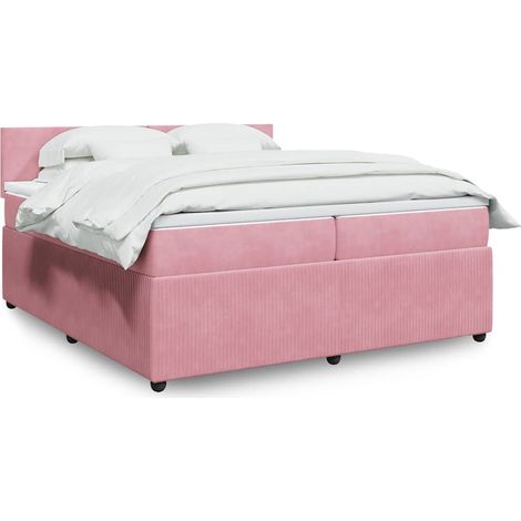 Boxspringbett mit Matratze Rosa 200x200 cm Samt (1/5)