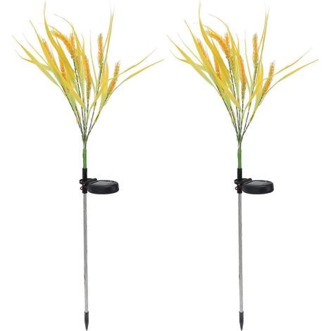 2pcs Solar Wheat Ear Lights IP44 Waterproof Wheat Ear LED Garden Lights with Ground Plugs for Patio Lawn Yard Pathway (1/5)