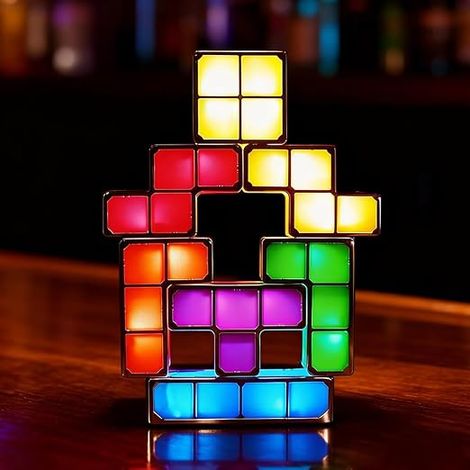 LED Night Light, 7 Colours Induction Lock, 3D Desk Lamp, Magic Blocks Puzzle for Kids, Teenagers, Home Decoration (1/5)