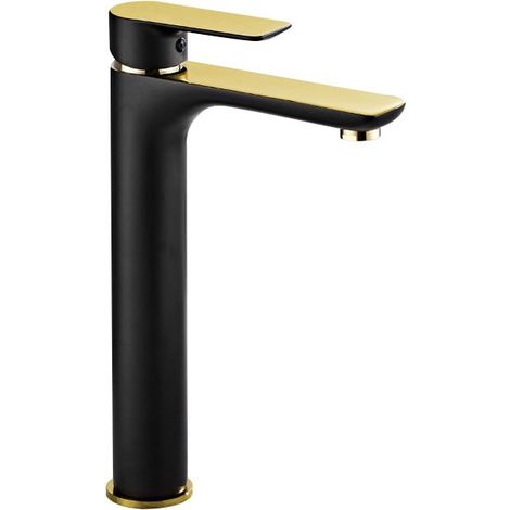 Mexen Alfa hohe Waschtischarmatur, Schwarz/Gold - 745710-75 (1/2)