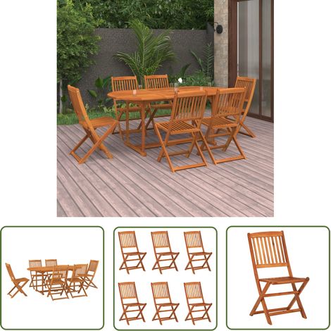 INLIFE Mobilier à dîner de jardin 7 pcs Bois d'acacia solide (1/5)