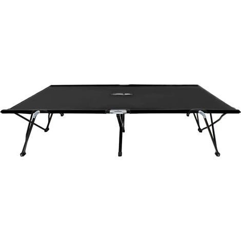 vidaXL Tumbona doble plegable acero negra (1/2)