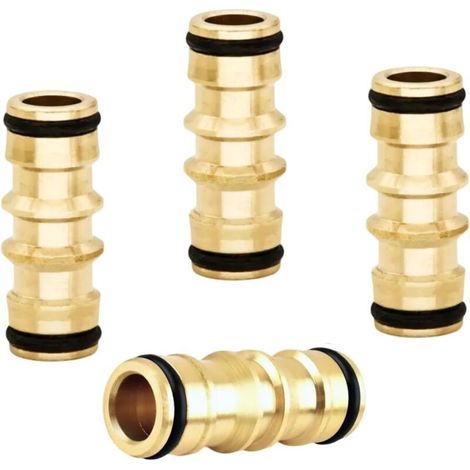 4 Raccords de Tuyau d\'Arrosage en Laiton 1/2" Mâle et Femelle, Connecteur Tuyau Arrosage, Embout Tuyau Arrosage, Compatible Raccord Gardena, Double Connecteur Rapide pour Jardin (Noir + Or) (1/5)