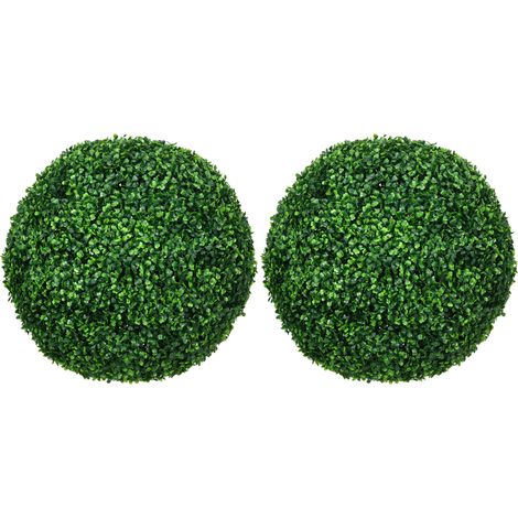 Set de 2 bolas de boj artificiales de 50 cm, plástico, verde (1/5)