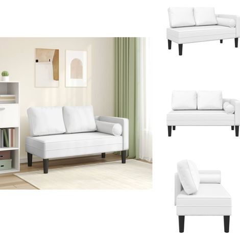Chaise longue avec coussins blanc similicuir - Chaise Longue - Chaises Longues - Canapé Rembourré - Canapé (1/5)