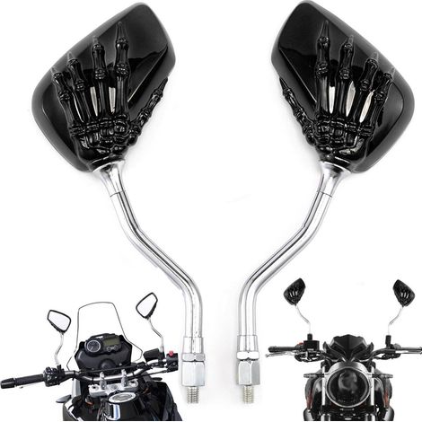 Motorrad Rückspiegel Totenkopf Design, E-geprüft, 8/10mm Universal (1/5)