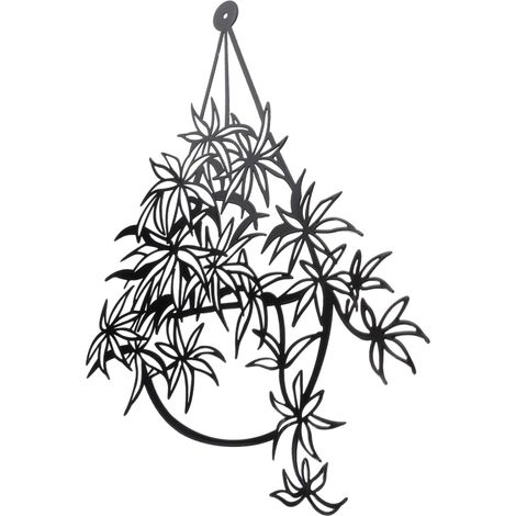 Décoration Murale en Métal Fer Noir de Fleur Vivante, Sculpture Murale Suspendue pour Jardin et Pelouse, Design Unique et Gain de Place (1/5)