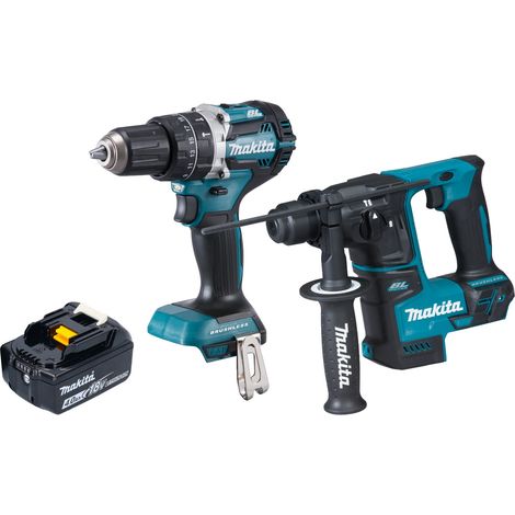 Makita DLX 2278 M1 kit combo sin cable + taladro de impacto DHP 484 54 Nm + taladro percutor DHR 171 1.2 J + 1x batería recargable 4.0 Ah - sin cargador (1/4)
