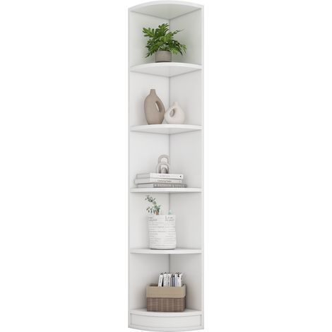 CHICFURN Estantería esquinera 42 x 30 x 180 cm de MDF blanco, 5 niveles, ahorra espacio (1/5)