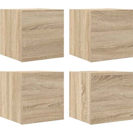 vidaXL Muebles de salón de pared 4 uds roble Sonoma 30,5x30x30 cm (1/2)