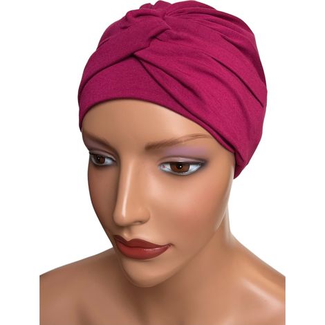 Turban élégant Sara fuchsia 406 : protection et confort même après une chimiothérapie (1/5)