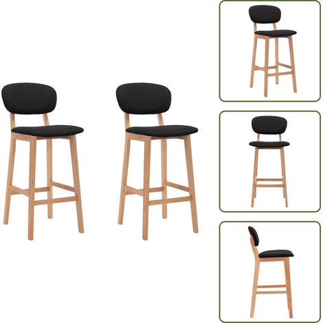 Tabourets de bar lot de 2 noir tissu - Chaises De Bar - Tabourets De Comptoir - Meubles De Cuisine - Mobilier Moderne - Chaises Noires (1/5)