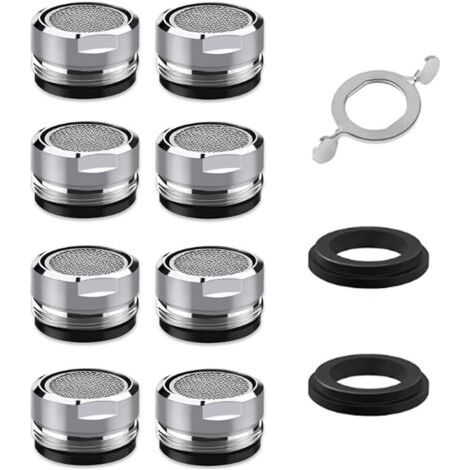 8 Pièces Mousseur Robinet M24, Economiseur d'eau pour Robinet, Aérateur Robinet avec Filtre en Acier Inoxydable et Joints pour Robinets de Cuisine et de Salle de Bains (1/5)