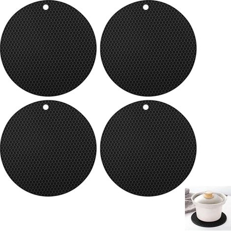 Dessous de Plat Silicone, Dessous de Plat Résistant à La Chaleur Antidérapants Rondes, Tapis Isolants Multifonction pour Casseroles, Poêles, Plats Chauds, Ustensiles de Cuisine et Tasses (1/5)