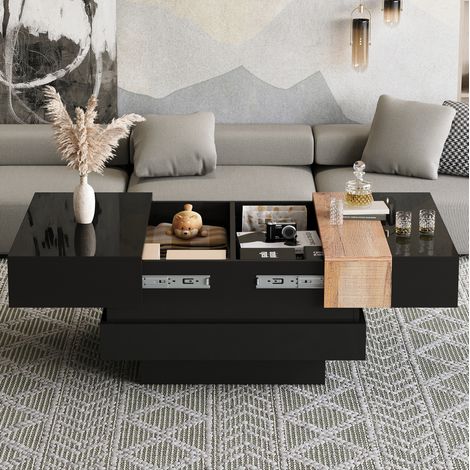 Mesa centro elevable con almacenaje 70x70 cm OKMYHOME (1/5)