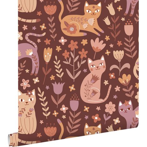 papier peint chatons violet foncé et rouge foncé - ESTAhome (1/5)