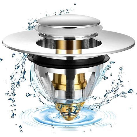 Go Swing Bands Bonde Popup Universel Bouchon Lavabo en Acier Inoxydable avec 2 Joints pour évier Entre 32 et 38 mm (1Pcs) (1/5)
