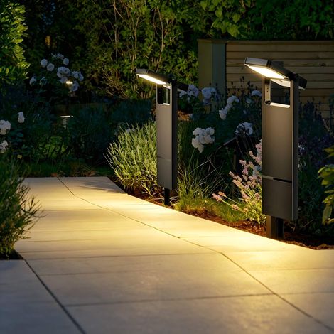 Lot de 4 Balises Solaires Extérieures 150 Lumens - Lampe d'Allée Orientable 360°, Panneau en Verre Trempé, Étanche IP65 (1/5)
