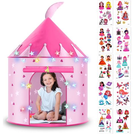 Tente de Jeu Tipi pour Enfant avec Étoiles Lumineuses - Tente Pop-Up Portable, Cabane pour Intérieur et Extérieur (1/5)
