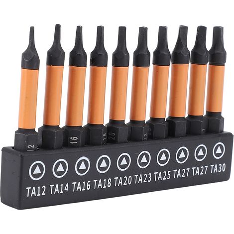 Lot de 10 embouts de tournevis triangulaires aimantés en acier allié S2, longueur 50 mm, queue hexagonale 1/4 pouce (1/5)