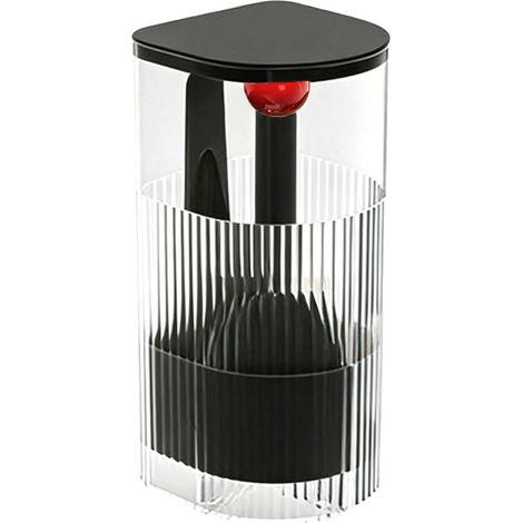 Potier à pinceaux avec couvercle, rangement automatique, plastique noir et boule rouge, étanche, 11x12x22cm (1/5)