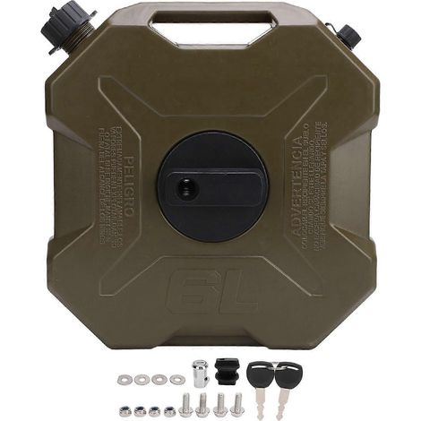 6-Liter-Kraftstoff-/Öltank (1,6 Gallonen), grün, großes Fassungsvermögen, für Auto, Motorrad, UTV, Quad, Geländefahrzeug, mit Halterung. (1/5)