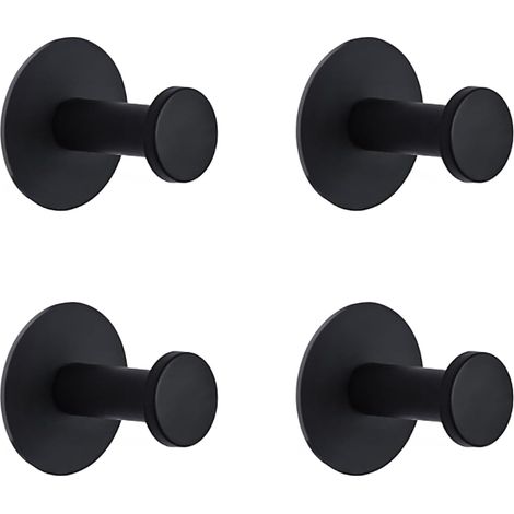 Lntyq Lot de 4 crochets muraux autocollants modernes en acier inoxydable - Sans perçage - Sans perçage - Pour cuisine, salle de bain, salle de rangement (1/5)