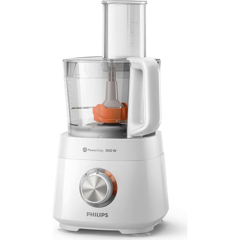 Philips Robot da Cucina Compatto - 800W, 29 Funzioni, Recipiente da 2.1L, PowerChop, Lama in Acciaio Inossidabile (HR7510/10) (1/4)