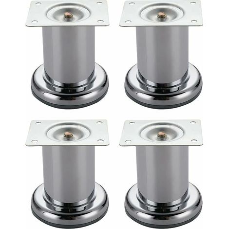 4 pièces Pieds de Meubles en Acier Inoxydable Pieds de canapé en métal avec vis Pieds de Meuble TV Pieds de Remplacement Forte capacité de Charge,Argent,8cm (1/5)