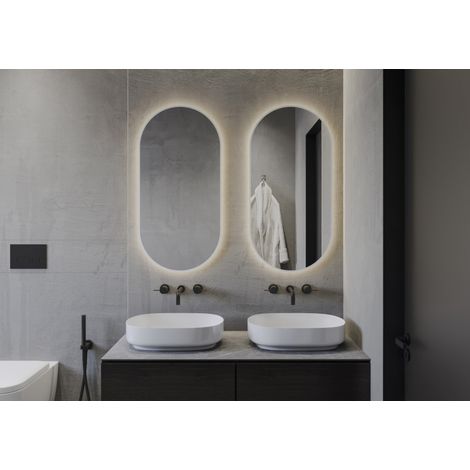 Espejo led de baño tipo cápsula 60x90 cm con luz fría