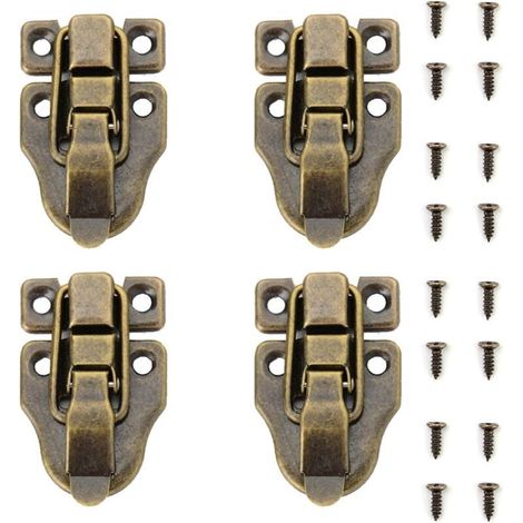 4Pcs Fermeture de Malle et Coffre, Rétro Fermoir Boite en bois,Loquet à Bascule,avec Vis pour Bijoux Coffrets,Boîte à Artisanat,Boîtes à Outils,Coffres Valises (1/5)
