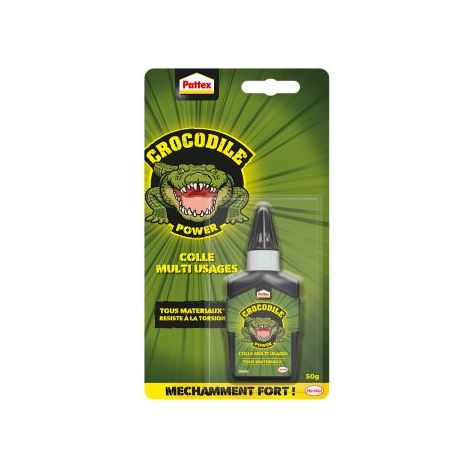 Pattex Crocodile Power Colle Multi-usages, colle transparente utilisable dans toutes les conditions, colle forte tous matériaux même flexibles, colle universelle puissante de 50 g (1/5)