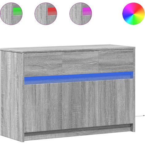 Mobile TV Armadietto TV Mobile Porta TV con LED Grigio Sonoma 91x34x61 cm in Truciolato (1/5)