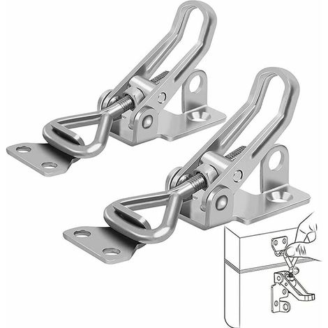 Loquet Bascule Acier Inoxydable, 2 Pièces Loquet à Bascule Métal, Fermeture Levier, Pas de Rouille, Fixation Solide, Pince Loquet Loquet Bascule, pour Fixation et Serrage des Valises d'Armoires Porte (1/5)