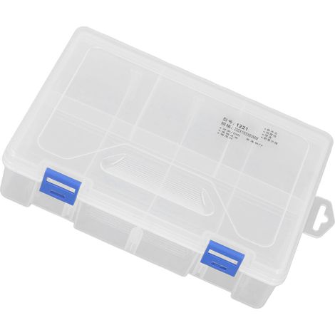 Boîte de rangement 2 niveaux 8 compartiments, organiseur transparent en PP pour petites pièces, avec séparateurs réglables. (1/5)