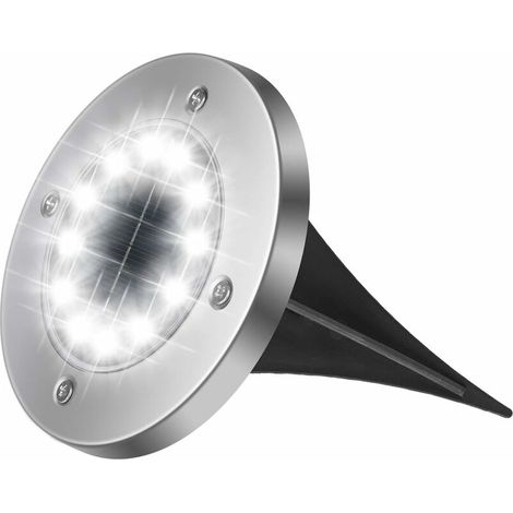 Lot de 2 Spots Solaires Extérieur 12 LED, Luminaire de Jardin Encastrable IP65 Étanche, Éclairage Chemin 6000K Blanc Froid, Balise de Terrasse et Allée Souterraine (1/5)