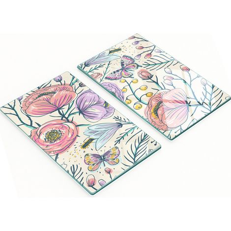 Tablas de cortar y servir de cristal decorativas con rosas vintage, 2x30x52 cm